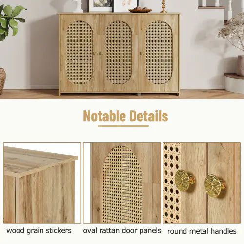 Vintage 3-Door Rattan Sideboard