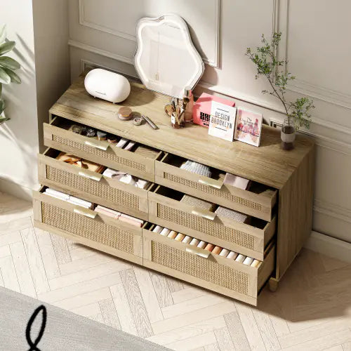Rattan 6-Drawer Dresser