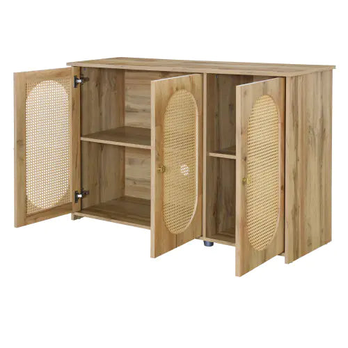 Vintage 3-Door Rattan Sideboard