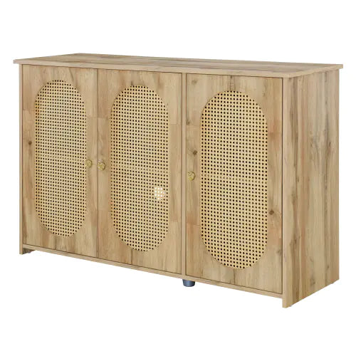 Vintage 3-Door Rattan Sideboard