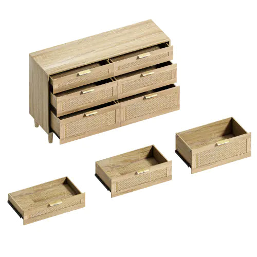 Rattan 6-Drawer Dresser