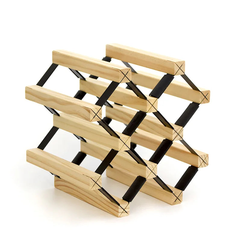 Modular Square Wine Rack with Pine Wood and Metal Frame
