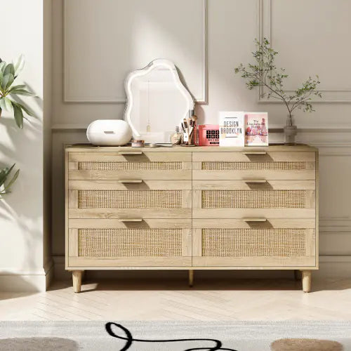 Rattan 6-Drawer Dresser
