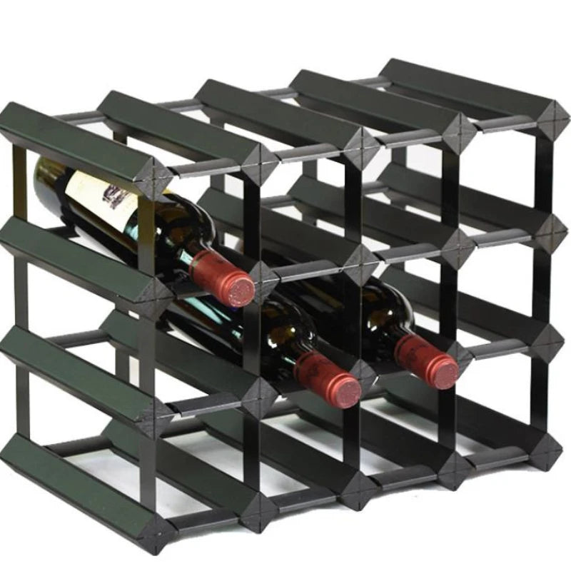 Modular Square Wine Rack with Pine Wood and Metal Frame