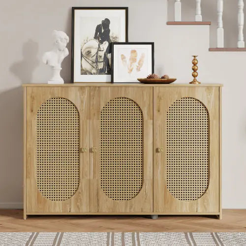 Vintage 3-Door Rattan Sideboard