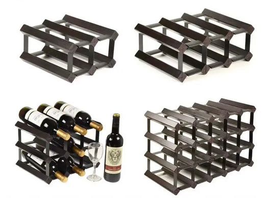 Modular Square Wine Rack with Pine Wood and Metal Frame