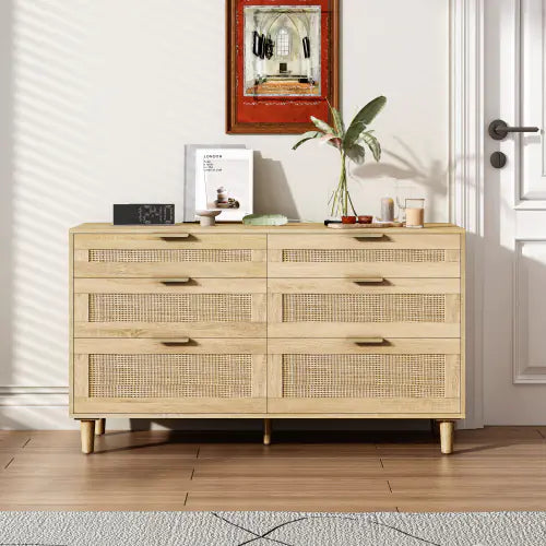 Rattan 6-Drawer Dresser